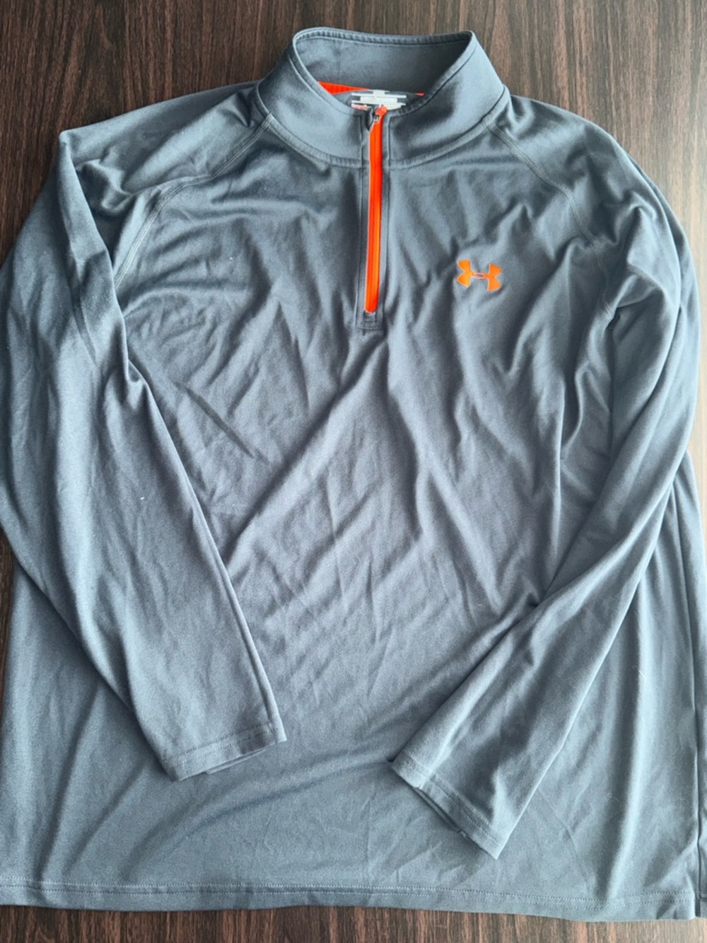 Under Armour Blue-Gray Quarter-Zip Pullover with Orange Logo